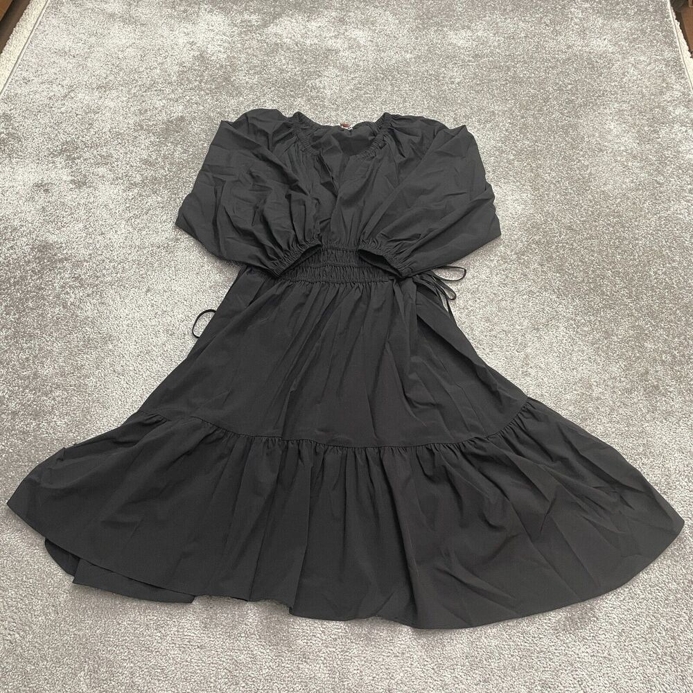 Calvin Klein Black Dress with Puff Sleeves